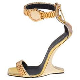 Gold Leather Gzxcowan Ankle Strap Sandals